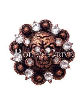 Clear Copper 1.75" Skull European Crystal Concho