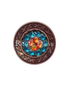 Fire Opal Teal &amp; AB Copper 1.25" Disc European Crystal Concho