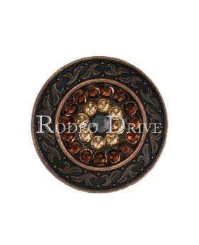 Jet Champagne &amp; Topaz Copper 1.5" Disc European Crystal Concho