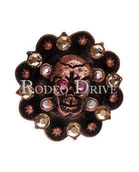 Pink, AB &amp; Champagne Copper 1.75" Skull European Crystal Concho