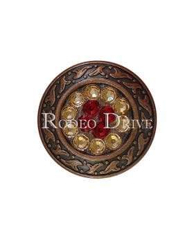 Ruby Jet &amp; Champagne Copper 1.25" Disc European Crystal Concho