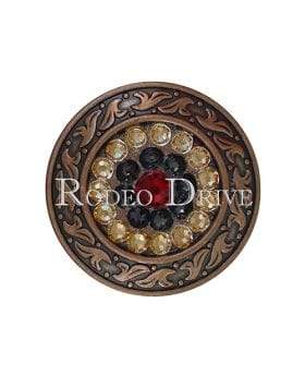 Ruby Jet &amp; Champagne Copper 1.5" Disc European Crystal Concho