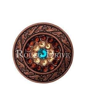 Teal Champagne &amp; Topaz Copper 1.5" Disc European Crystal Concho