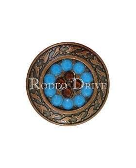 Topaz Turquoise &amp; AB Copper 1.25" Disc European Crystal Concho