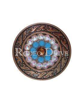 Topaz Turquoise &amp; AB Copper 1.5" Disc European Crystal Concho