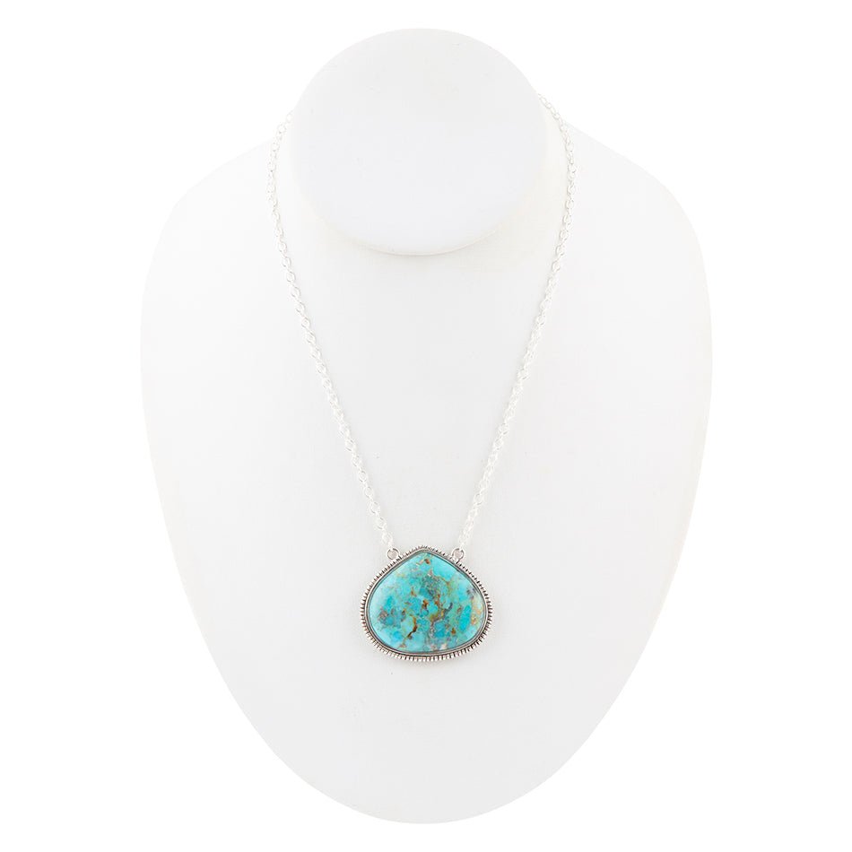 Corinth Blue Turquoise and Sterling Silver Pendant Necklace