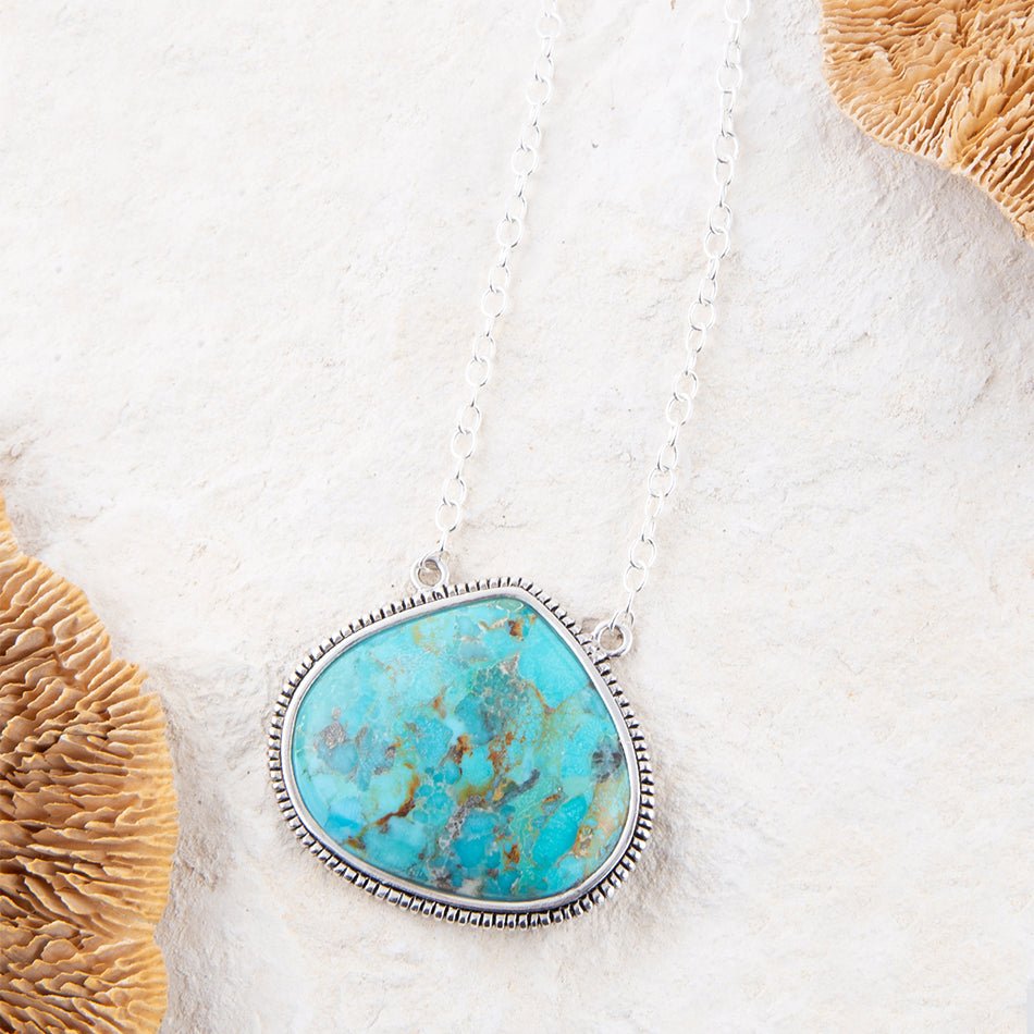 Corinth Blue Turquoise and Sterling Silver Pendant Necklace