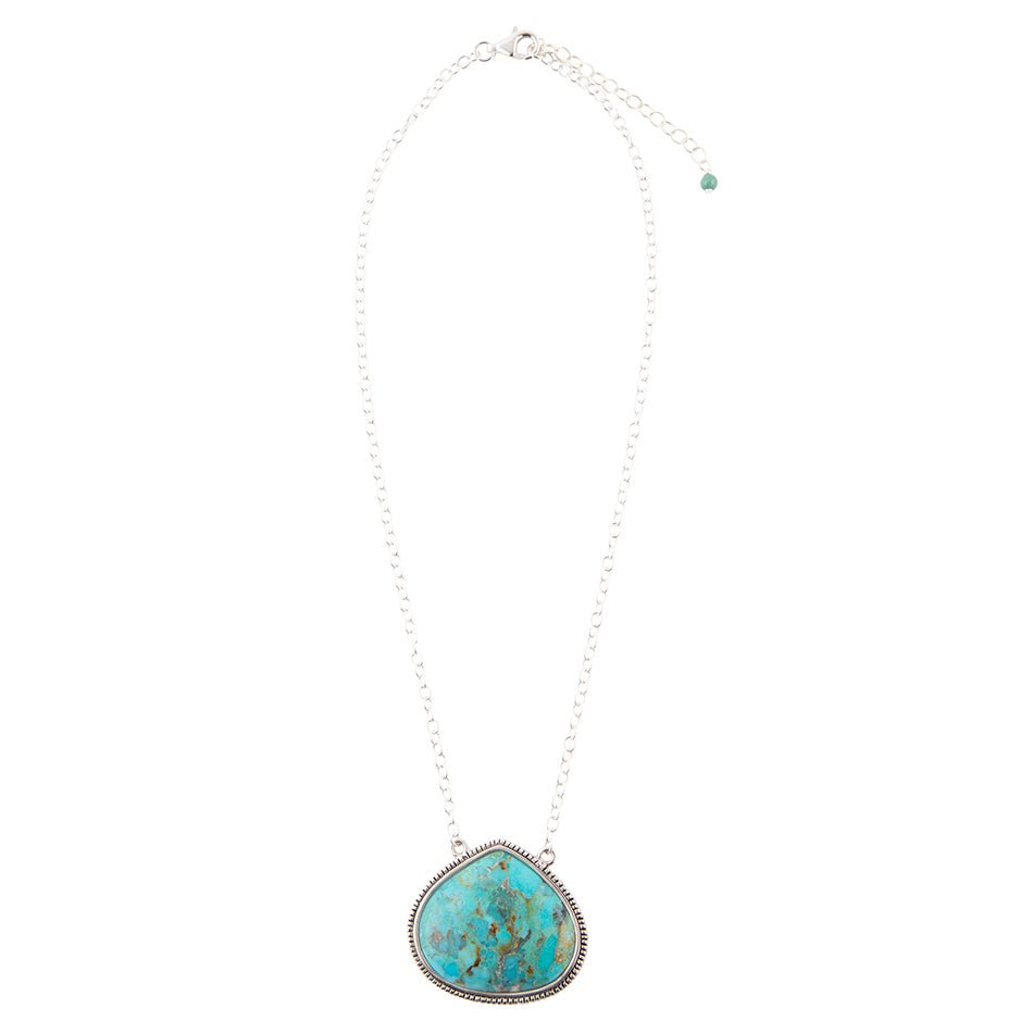 Corinth Blue Turquoise and Sterling Silver Pendant Necklace