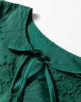 Solid Embroidered Eyelet 3/4 Sleeve Mini Dress