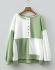Colorblock Crewneck Henley Sweatshirt