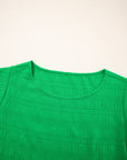 Solid Textured Ruffled Sleeve Round Neck Top