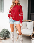Varsity Stripe Drop Shoulder Oversized Sweatshirt