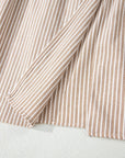 Stripe Flutter Sleeve Buttoned V-Neck Maxi Dress