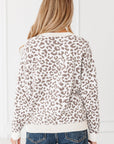Leopard Drop Shoulder Chunky Cardigan Sweater