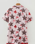 Leopard Star Bow Tie Top and Short Pajama Set