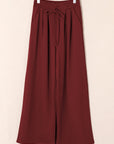 Solid Tied High-Waist Pleated Sweatpants