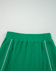 Patchwork Contrast Piping Pullover and Mini Skirt Set