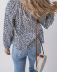 Floral V-Neck Puff Sleeve Blouse