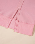 Waffle Knit Bishop Sleeve Side Split Top