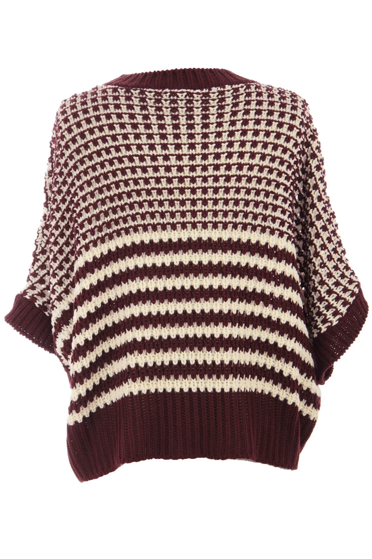 Stripe Draped 3/4 Sleeve Slouchy Sweater