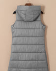 Black Hooded Long Quilted Vest PLUS Coat