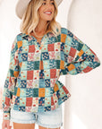 Zyla Up Sleeve Shift Blouse