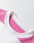 Stripe Knit Dropped Short Sleeve Sweater