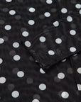 Polka Dot Mesh Mock Neck Long Sleeve Top