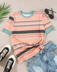 Stripe Short Sleeve Crew Neck T-Shirt