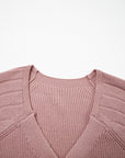 Textured Knit Button Front V-Neck Cardigan