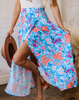 Floral High Waist Side Split Wrap Maxi Skirt