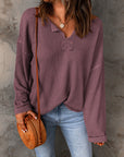 Evelyn Waffle Knit Loose Long Sleeve Top