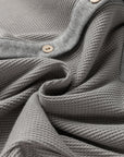 Waffle Knit Patchwork Reverse Seam Button-Up Shacket