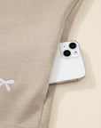 Bow Embroidered Zip-Up Hoodie