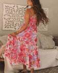 Malaysia Floral Print Shirred One Shoulder Maxi Dress