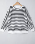 Stripe Raglan Sleeve Side Slit Sweatshirt