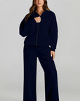 Solid Zip-Up Jacket and Drawstring Pants Set