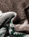 Colorblock Cable Knit Patchwork Tied Back Sweater