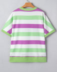 Stripe Lucky Clover Embroidered Dolman Sleeve Tee