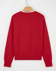 Bow Tie Contrast Trim Cropped Sweater