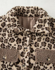 Leopard Sherpa Patchwork Flap Pocket Buttoned Jacket