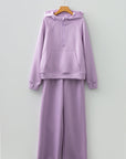 Solid Half-Zip Hoodie and Pants Set