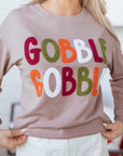 GOBBLE Thanksgiving Raw Hem Sweatshirt