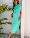 Mineral Wash Pocketed T-shirt Maxi Dress