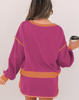 Violeta Loose Pullover and Lace-up Waist Skort Set