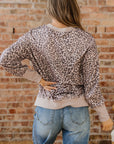 Leopard Patchwork Crew Neck Sweatshirt