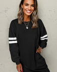 Varsity Stripe Long Sleeve Sweatshirt Dress