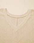 Plus Size Rhombus Pointelle Knit V-Neck Top