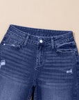 Jacy Cuffs Distressed Straight High Waist Jeans