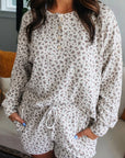 Floral Henley Top and  Drawstring Shorts Set